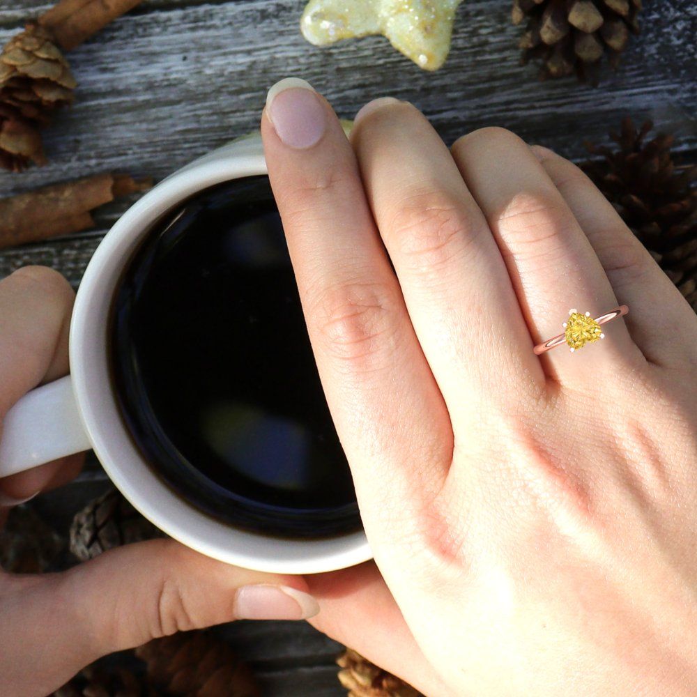 2 cttw Natural Citrine Solitaire  Engagement Ring - Solid Gold (Heart Cut,8mm)