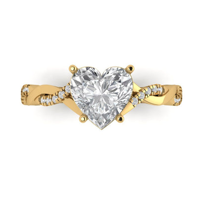 2.1 cttw White Sapphire Solitaire with Zirconia Simulated Diamond Accents Engagement Ring - Solid Gold (Heart Cut,8mm)
