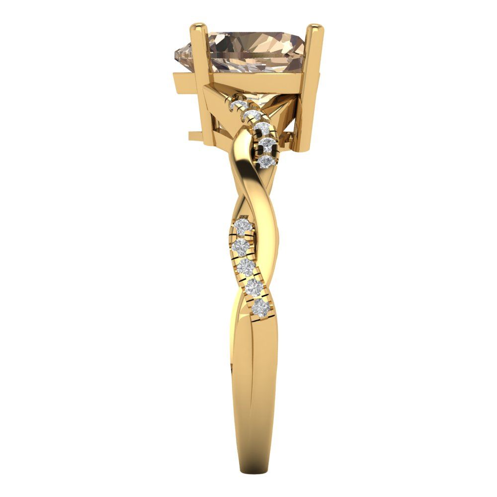 2.1 cttw Yellow Moissanite Solitaire with Zirconia Simulated Diamond Accents Engagement Ring - Solid Gold (Heart Cut,8mm)