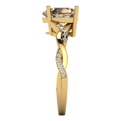 2.1 cttw Yellow Moissanite Solitaire with Zirconia Simulated Diamond Accents Engagement Ring - Solid Gold (Heart Cut,8mm)