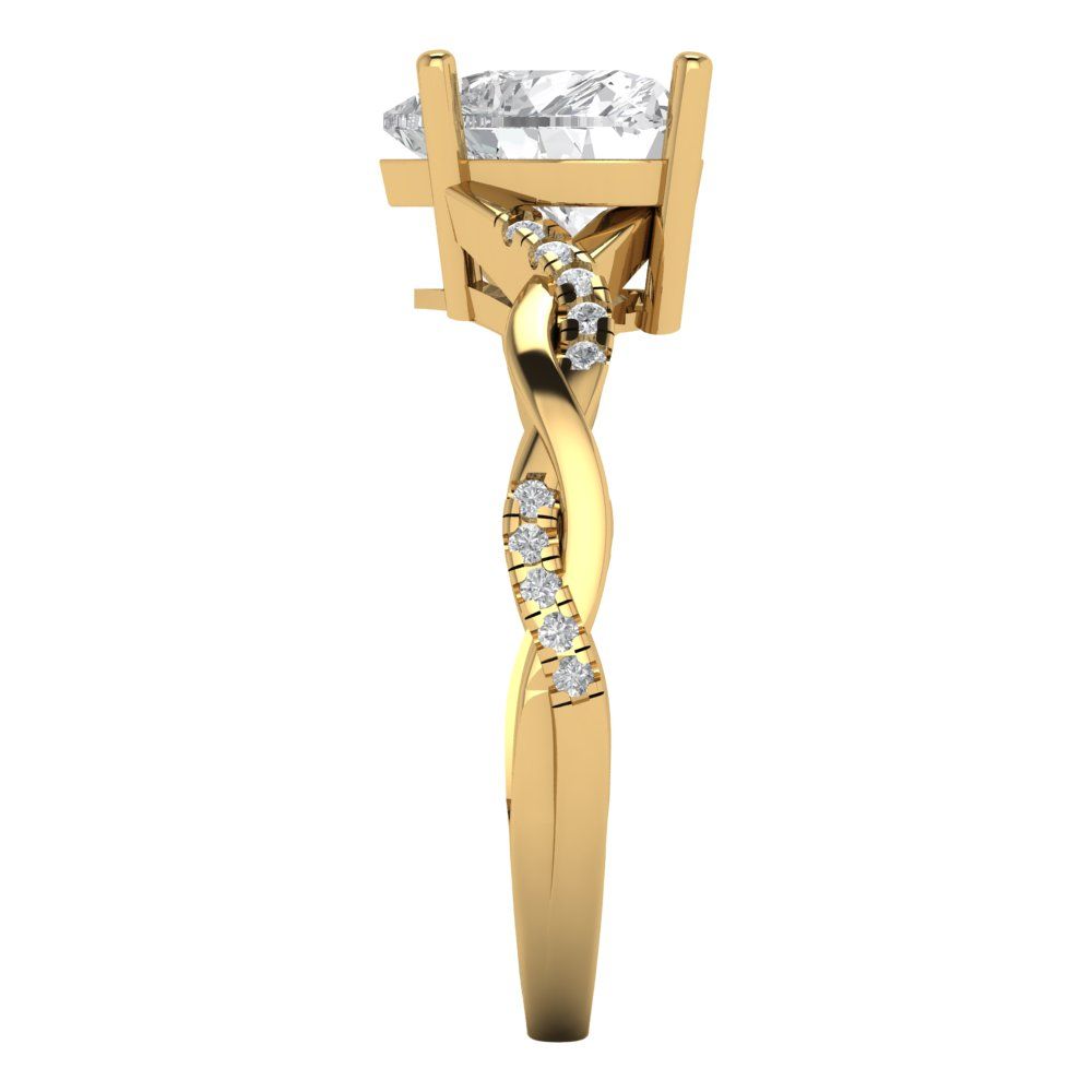 2.1 cttw Zirconia Simulated Diamond Solitaire with Zirconia Simulated Diamond Accents Engagement Ring - Solid Gold (VVS1, Heart Cut,8mm)