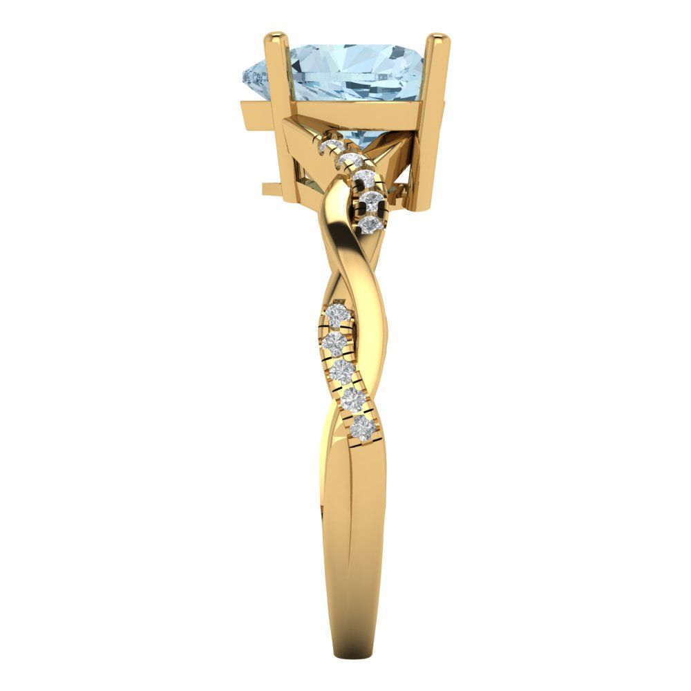 2.1 cttw Natural Swiss Blue Topaz Solitaire with Zirconia Simulated Diamond Accents Engagement Ring - Solid Gold (Heart Cut,8mm)