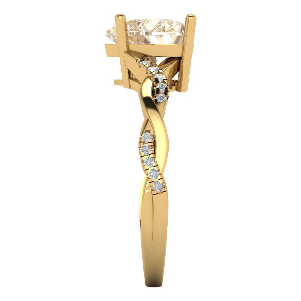 2.1 cttw Natural Morganite Solitaire with Zirconia Simulated Diamond Accents Engagement Ring - Solid Gold (Heart Cut,8mm)