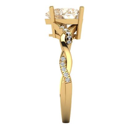 2.1 cttw Natural Morganite Solitaire with Zirconia Simulated Diamond Accents Engagement Ring - Solid Gold (Heart Cut,8mm)