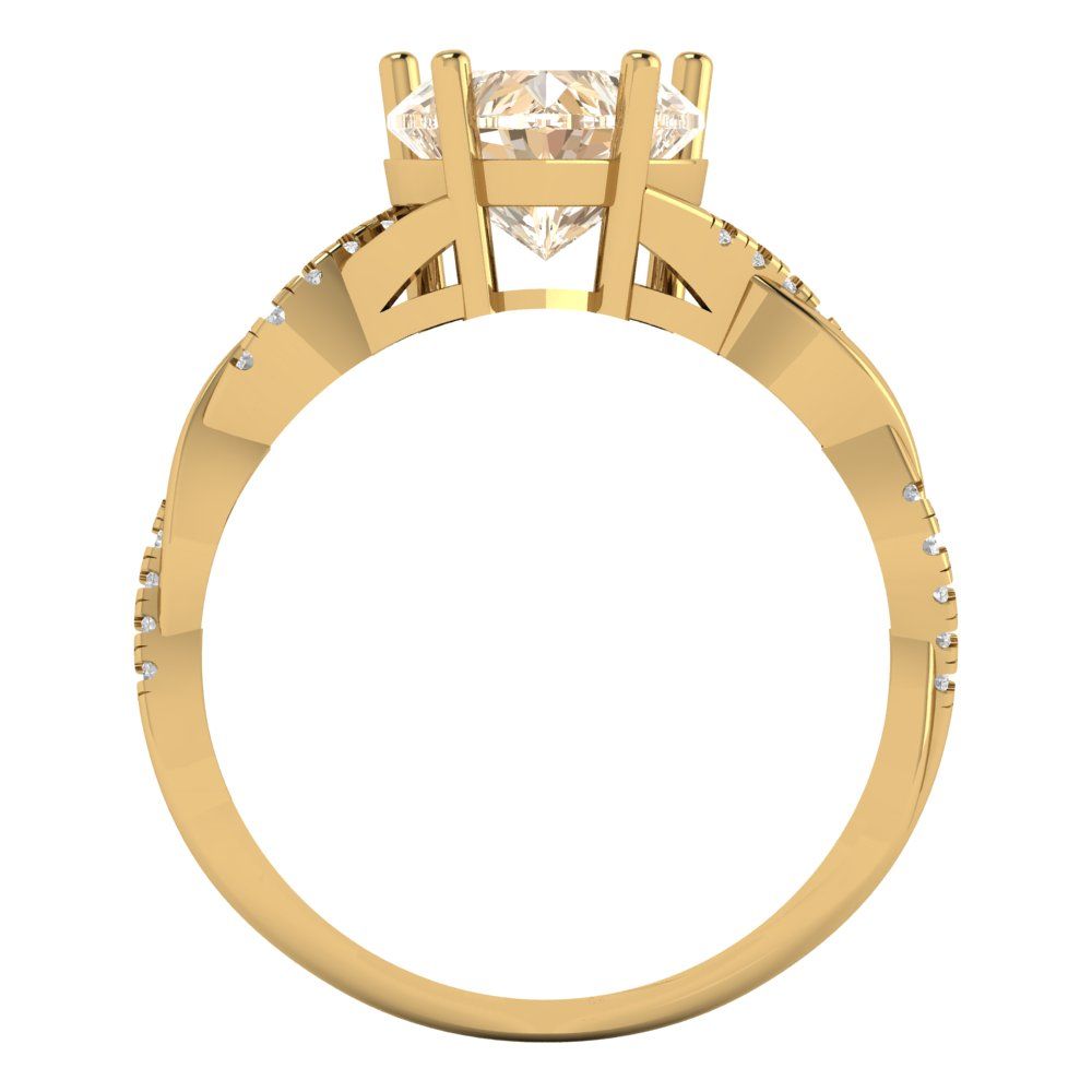 2.1 cttw Natural Morganite Solitaire with Zirconia Simulated Diamond Accents Engagement Ring - Solid Gold (Heart Cut,8mm)