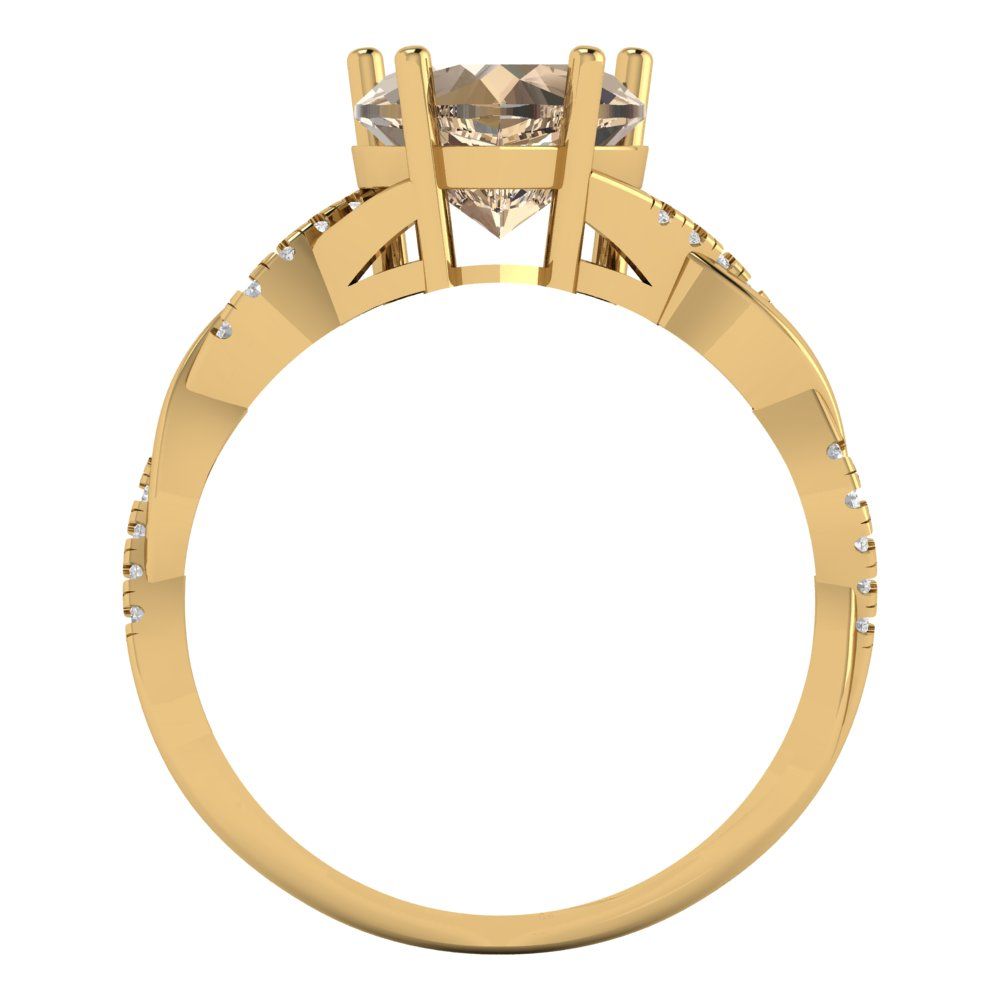 2.1 cttw Yellow Moissanite Solitaire with Zirconia Simulated Diamond Accents Engagement Ring - Solid Gold (Heart Cut,8mm)