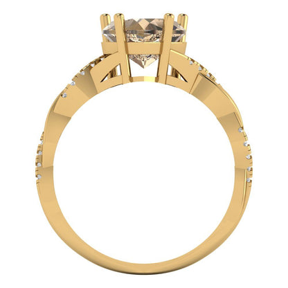 2.1 cttw Yellow Moissanite Solitaire with Zirconia Simulated Diamond Accents Engagement Ring - Solid Gold (Heart Cut,8mm)