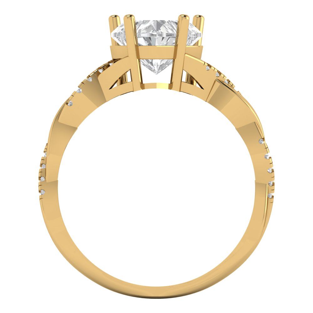 2.1 cttw Zirconia Simulated Diamond Solitaire with Zirconia Simulated Diamond Accents Engagement Ring - Solid Gold (VVS1, Heart Cut,8mm)