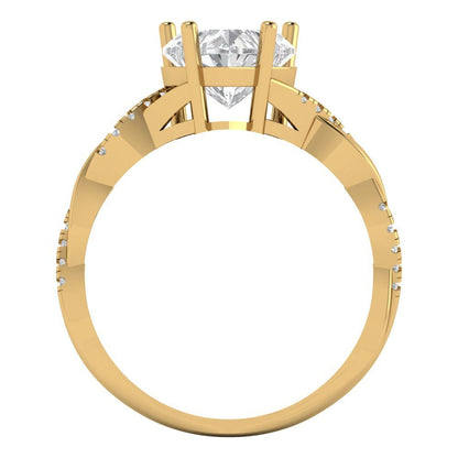 2.1 cttw Zirconia Simulated Diamond Solitaire with Zirconia Simulated Diamond Accents Engagement Ring - Solid Gold (VVS1, Heart Cut,8mm)