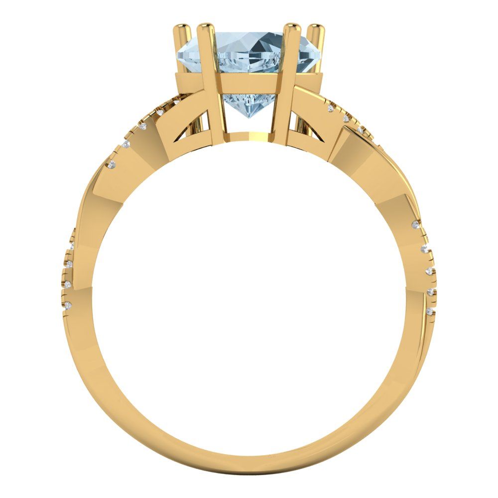 2.1 cttw Natural Sky Blue Topaz Solitaire with Zirconia Simulated Diamond Accents Engagement Ring - Solid Gold (Heart Cut,8mm)