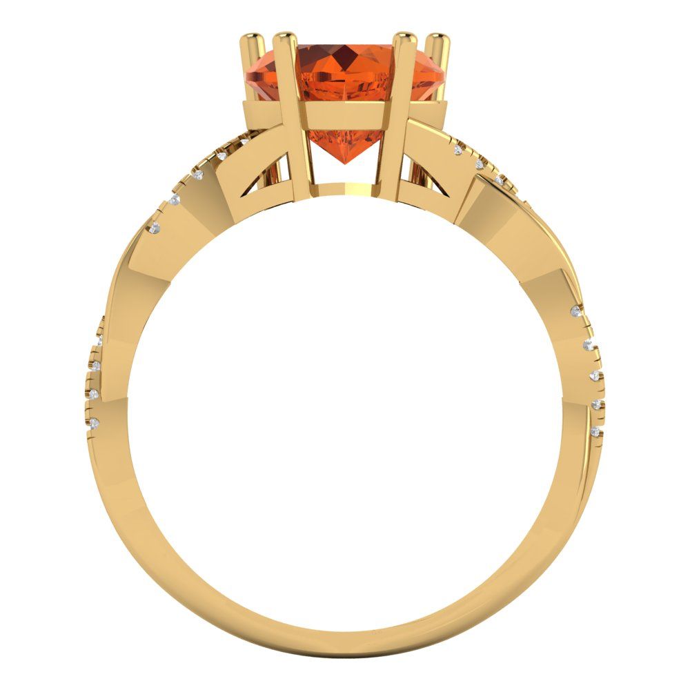 2.1 cttw Simulated Pink Tourmaline Solitaire with Zirconia Simulated Diamond Accents Engagement Ring - Solid Gold (Heart Cut,8mm)