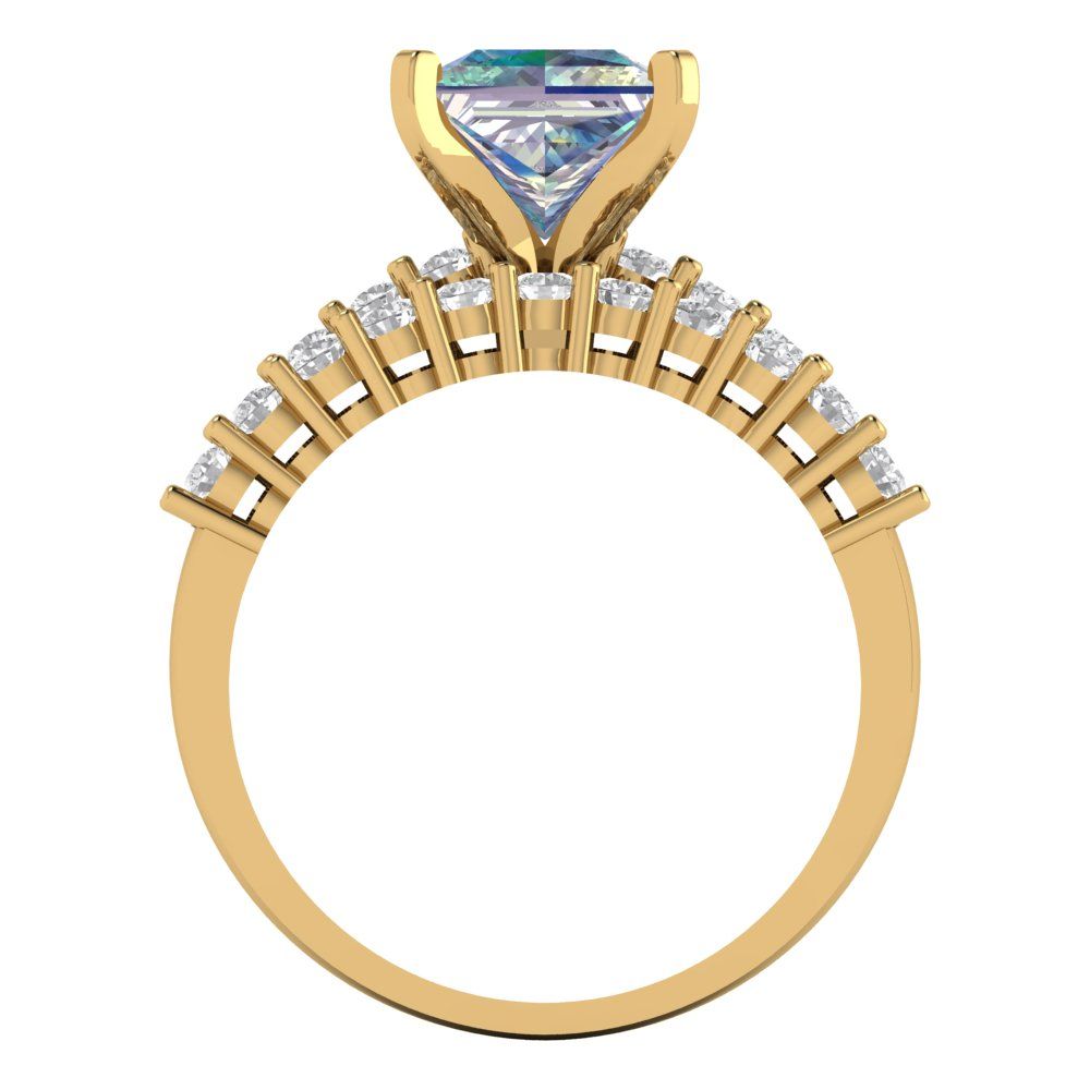 2.63 cttw Princess Cut Blue Moissanite Bridal Set - Solid Yellow Gold Engagement Ring & Wedding Band