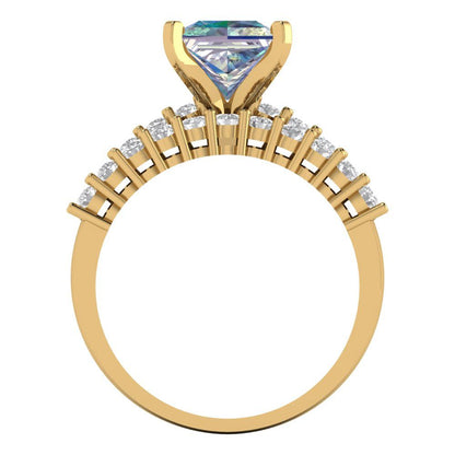 2.63 cttw Princess Cut Blue Moissanite Bridal Set - Solid Yellow Gold Engagement Ring & Wedding Band