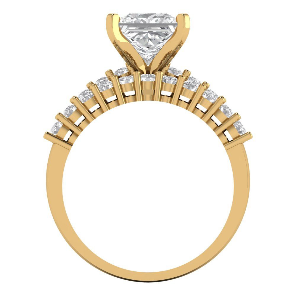 2.63 cttw Princess Cut Moissanite Bridal Set - Solid Yellow Gold Engagement Ring & Wedding Band