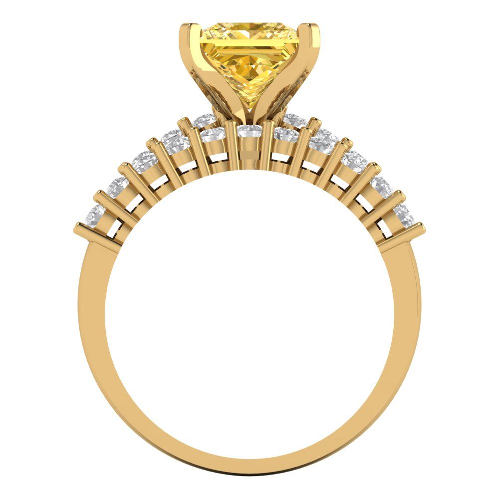 2.63 cttw Princess Cut Simulated Yellow Diamond Bridal Set - Solid Yellow Gold Engagement Ring & Wedding Band