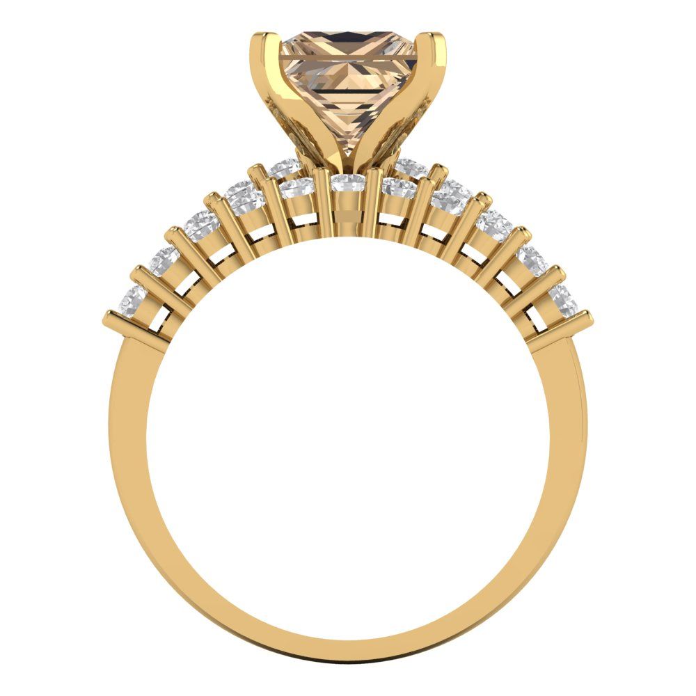 2.63 cttw Princess Cut Yellow Moissanite Bridal Set - Solid Yellow Gold Engagement Ring & Wedding Band