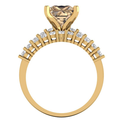 2.63 cttw Princess Cut Yellow Moissanite Bridal Set - Solid Yellow Gold Engagement Ring & Wedding Band