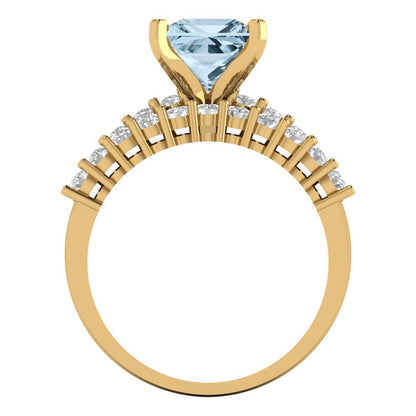2.63 cttw Princess Cut Simulated Blue Diamond Bridal Set - Solid Yellow Gold Engagement Ring & Wedding Band
