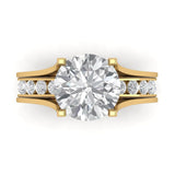 3.02 ct Brilliant Round Cut Natural Diamond Stone Clarity SI1-2 Color G-H Yellow Gold Solitaire with Accents Bridal Set