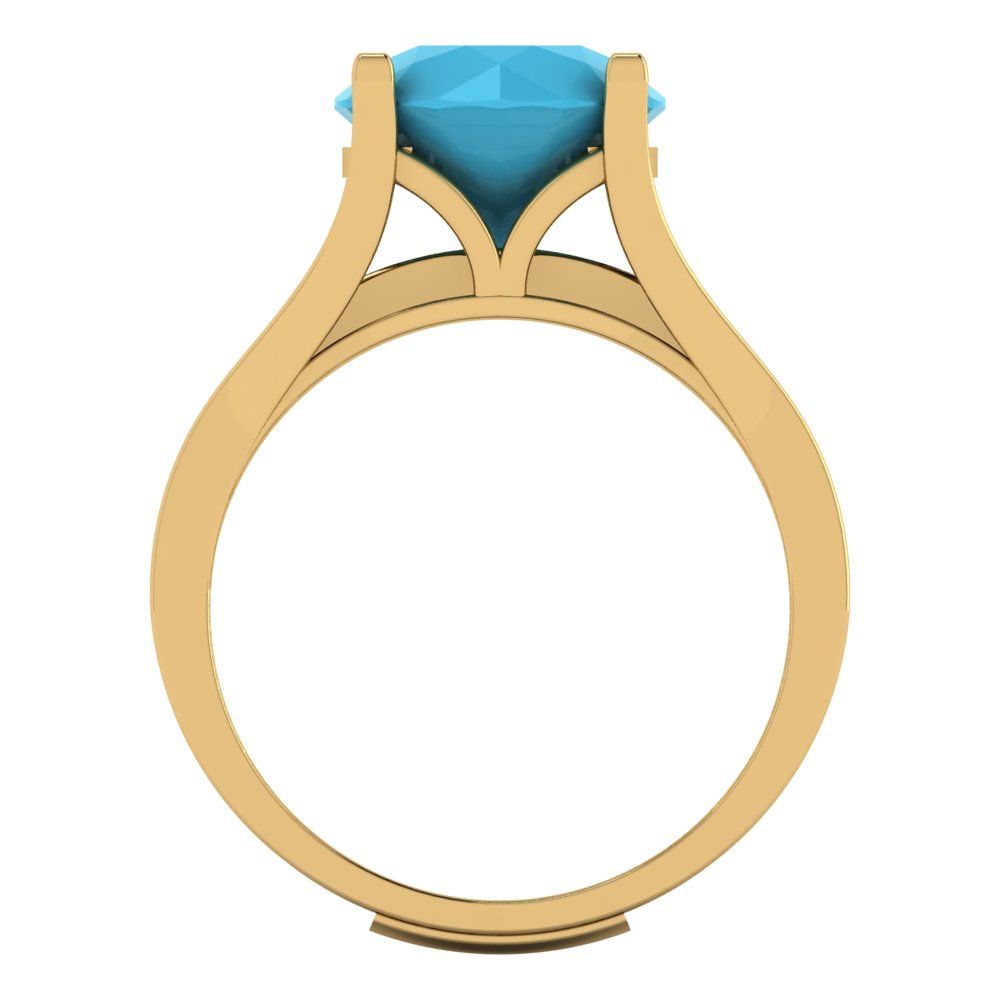 3.39 cttw Round Cut Simulated Turquoise Bridal Set - Solid Yellow Gold Engagement Ring & Wedding Band