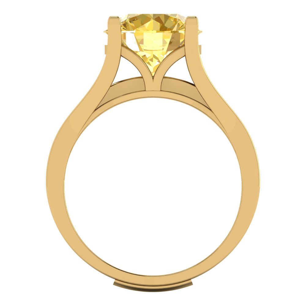 3.39 cttw Round Cut Simulated Yellow Diamond Bridal Set - Solid Yellow Gold Engagement Ring & Wedding Band