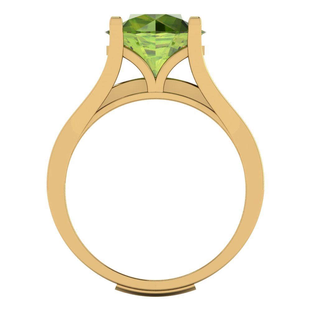 3.39 cttw Round Cut Natural Peridot Bridal Set - Solid Yellow Gold Engagement Ring & Wedding Band
