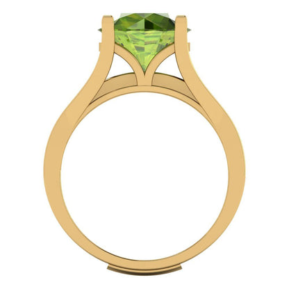 3.39 cttw Round Cut Natural Peridot Bridal Set - Solid Yellow Gold Engagement Ring & Wedding Band