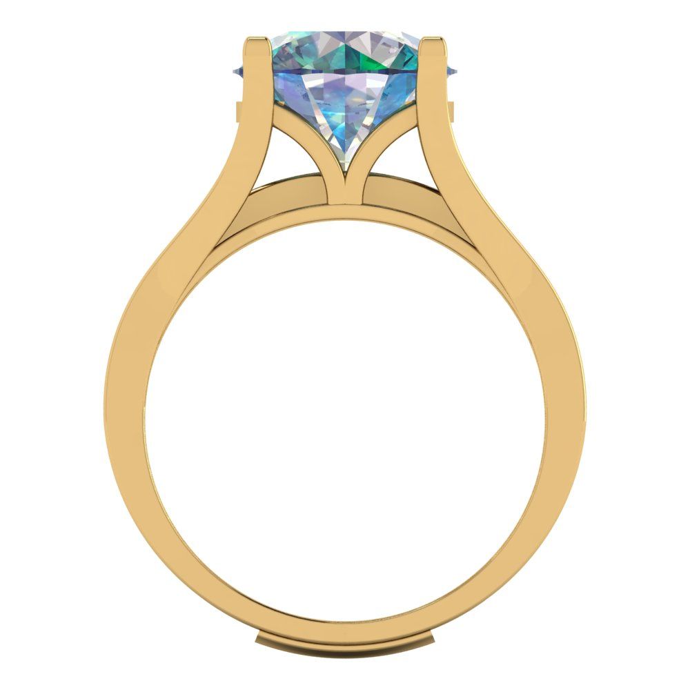 3.39 cttw Round Cut Blue Moissanite Bridal Set - Solid Yellow Gold Engagement Ring & Wedding Band