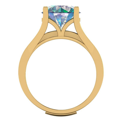 3.39 cttw Round Cut Blue Moissanite Bridal Set - Solid Yellow Gold Engagement Ring & Wedding Band