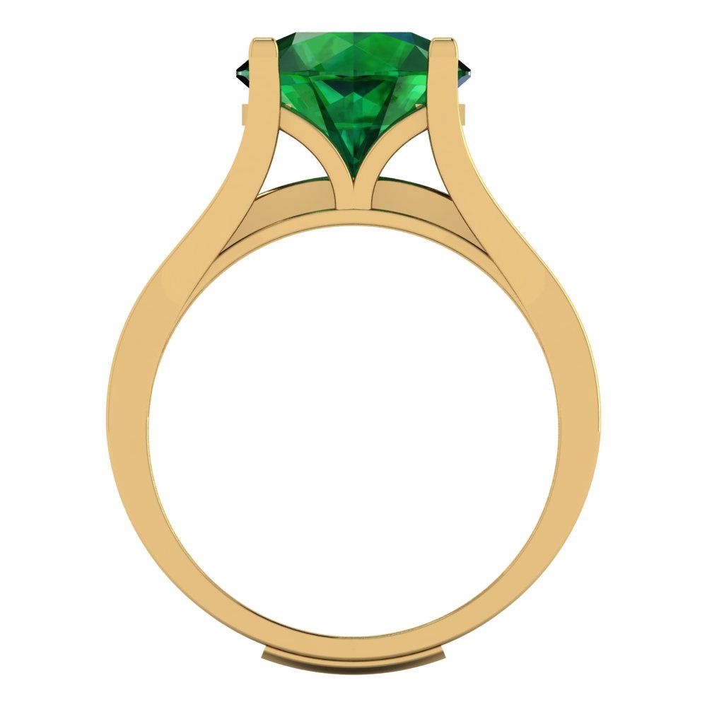 3.39 cttw Round Cut Simulated Emerald Bridal Set - Solid Yellow Gold Engagement Ring & Wedding Band