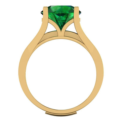 3.39 cttw Round Cut Simulated Emerald Bridal Set - Solid Yellow Gold Engagement Ring & Wedding Band