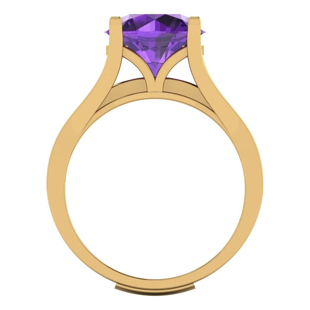 3.39 cttw Round Cut Natural Amethyst Bridal Set - Solid Yellow Gold Engagement Ring & Wedding Band