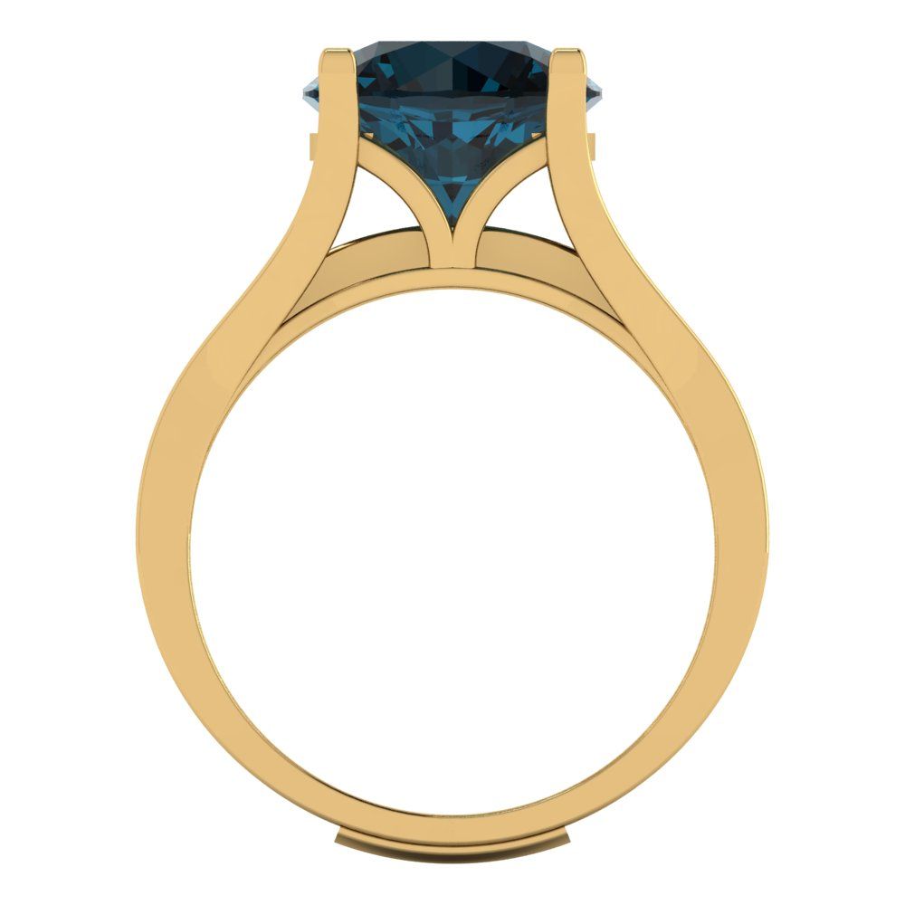 3.39 cttw Round Cut Natural London Blue Topaz Bridal Set - Solid Yellow Gold Engagement Ring & Wedding Band