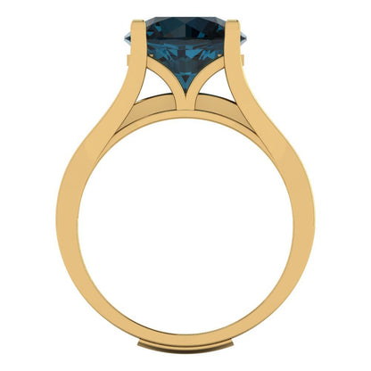 3.39 cttw Round Cut Natural London Blue Topaz Bridal Set - Solid Yellow Gold Engagement Ring & Wedding Band