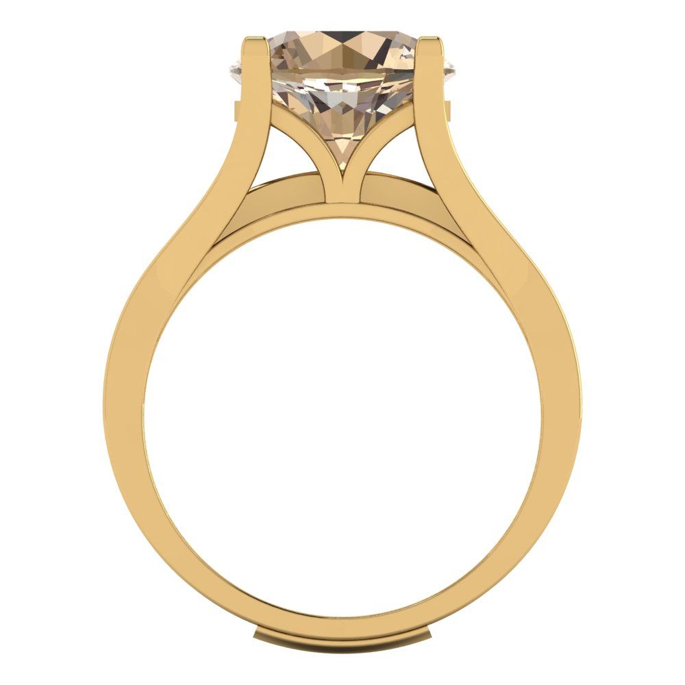 3.39 cttw Round Cut Yellow Moissanite Bridal Set - Solid Yellow Gold Engagement Ring & Wedding Band