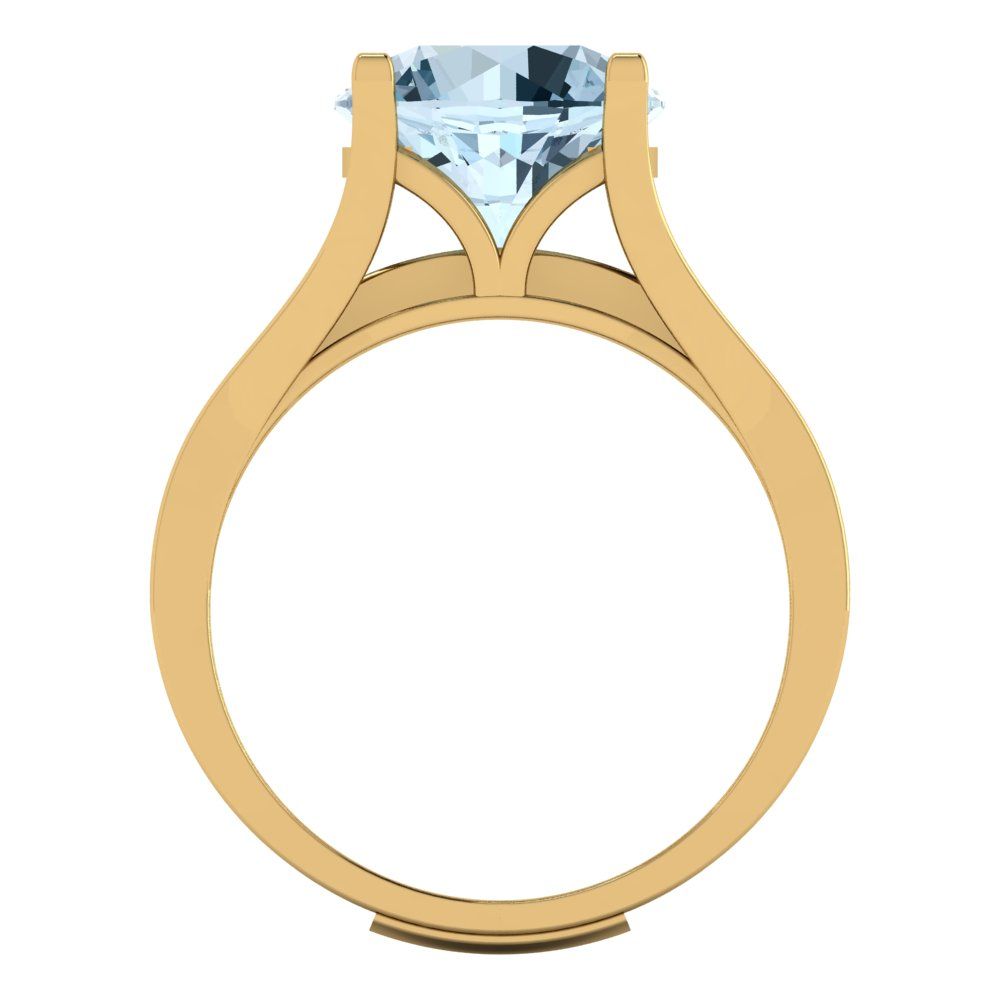 3.39 cttw Round Cut Natural Aquamarine Bridal Set - Solid Yellow Gold Engagement Ring & Wedding Band