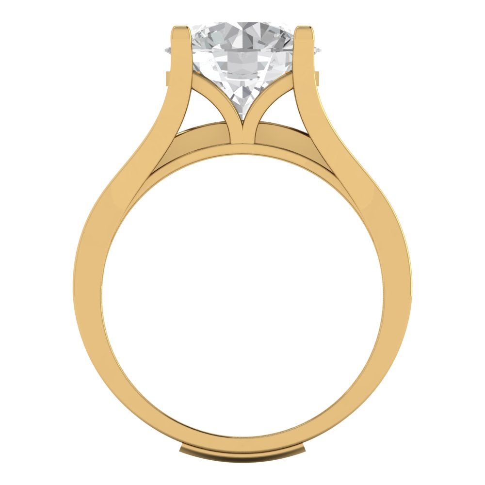 3.39 cttw Round Cut White Sapphire Bridal Set - Solid Yellow Gold Engagement Ring & Wedding Band