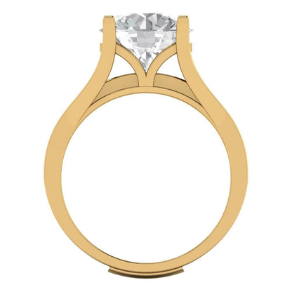 3.39 cttw Round Cut White Sapphire Bridal Set - Solid Yellow Gold Engagement Ring & Wedding Band