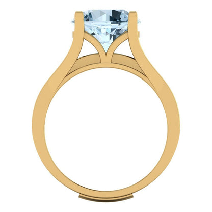 3.39 cttw Round Cut Natural Sky Blue Topaz Bridal Set - Solid Yellow Gold Engagement Ring & Wedding Band