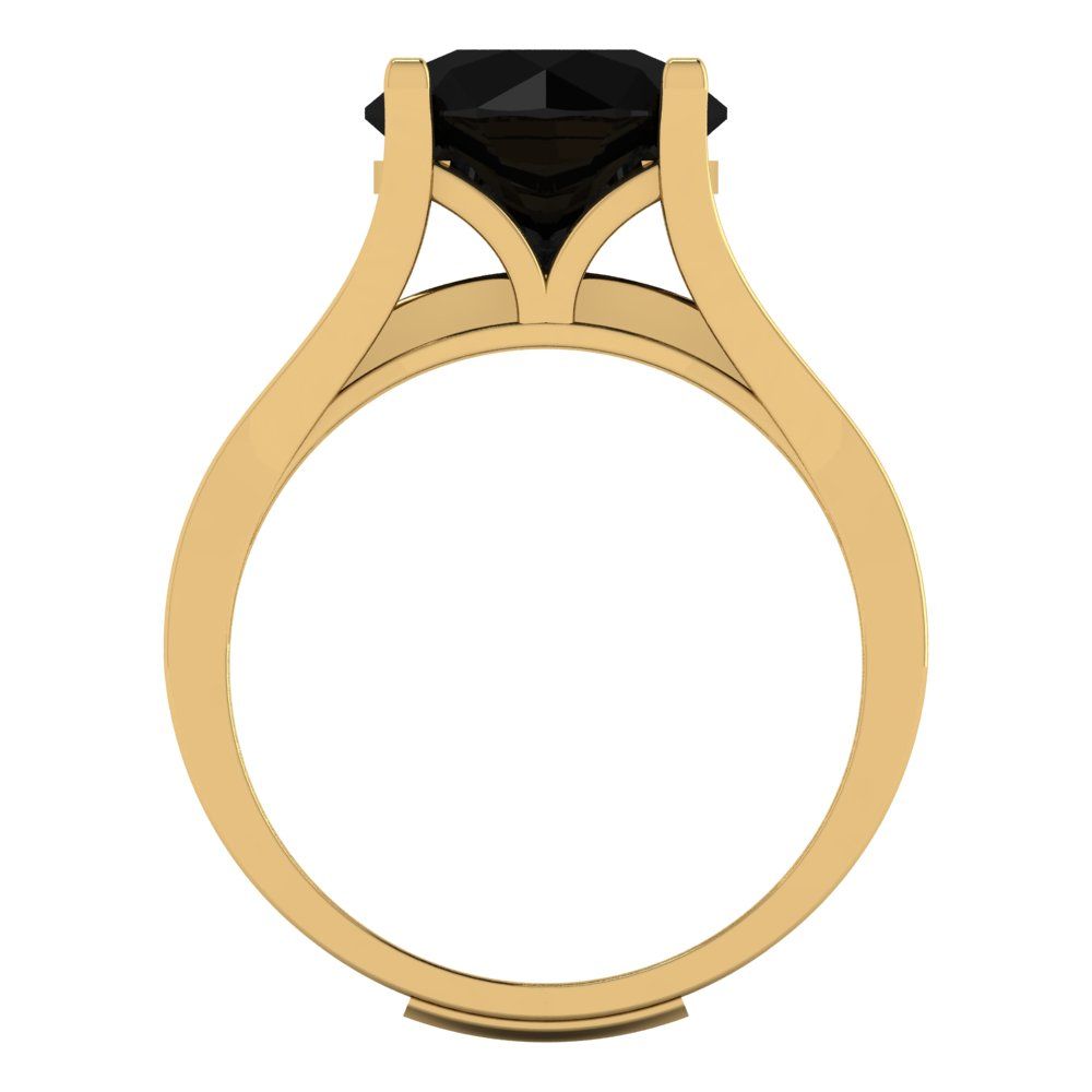 3.39 cttw Round Cut Natural Onyx Bridal Set - Solid Yellow Gold Engagement Ring & Wedding Band