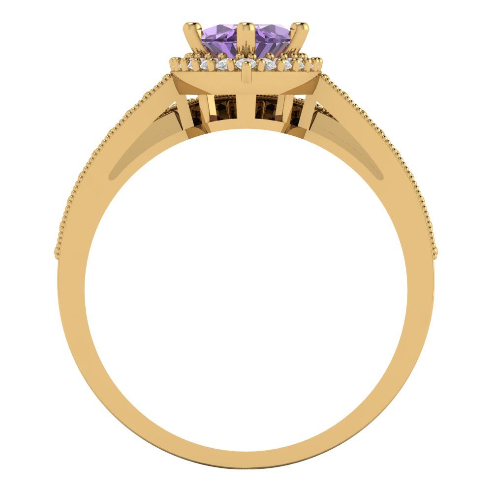 2.4875 cttw Marquise Cut Simulated Alexandrite Bridal Set - Solid Yellow Gold Engagement Ring & Wedding Band