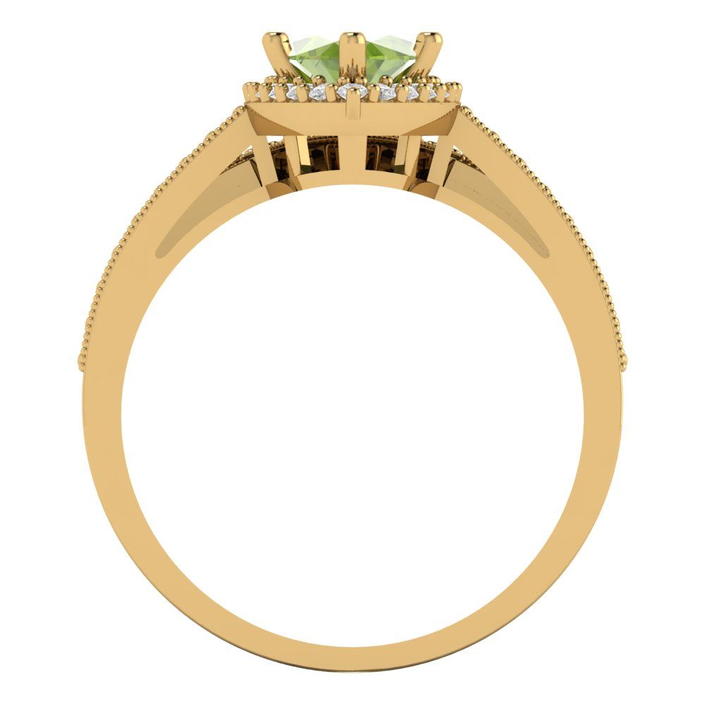 2.4875 cttw Marquise Cut Natural Peridot Bridal Set - Solid Yellow Gold Engagement Ring & Wedding Band