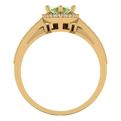 2.4875 cttw Marquise Cut Natural Peridot Bridal Set - Solid Yellow Gold Engagement Ring & Wedding Band