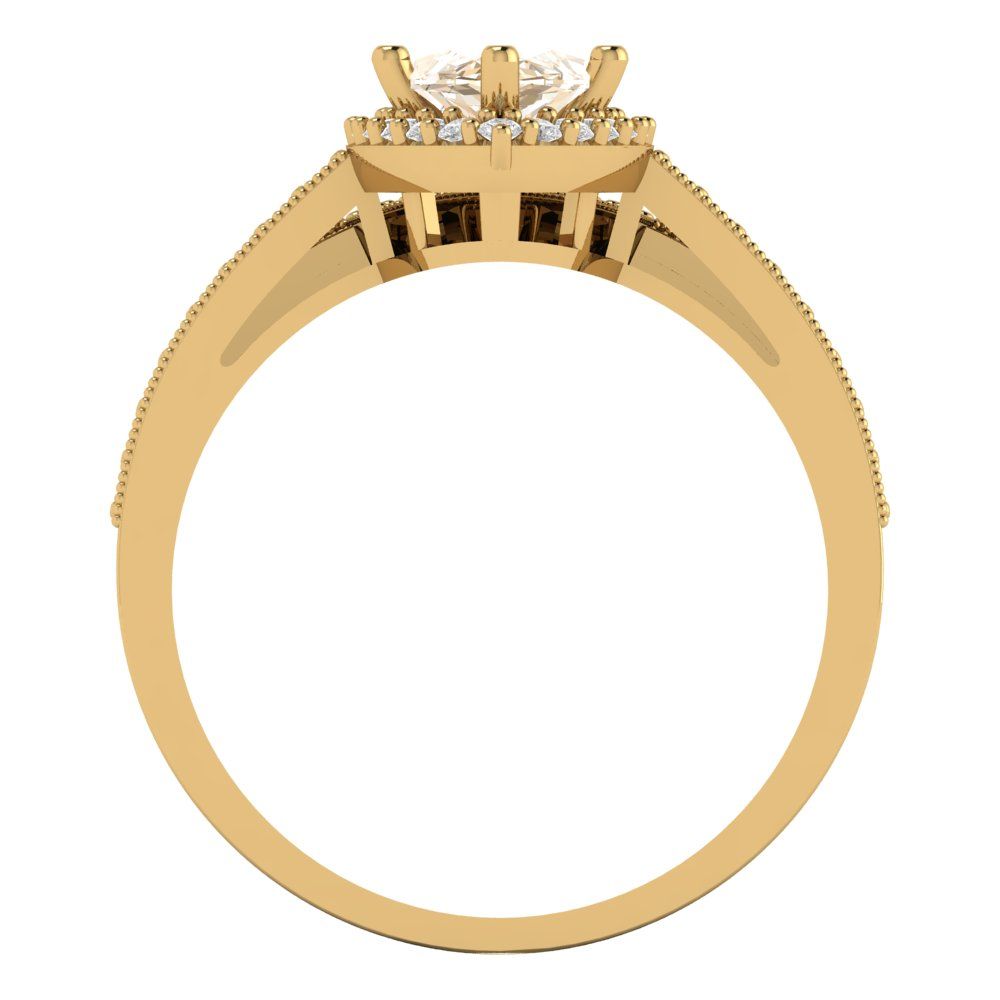 2.4875 cttw Marquise Cut Natural Morganite Bridal Set - Solid Yellow Gold Engagement Ring & Wedding Band