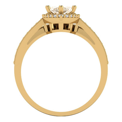 2.4875 cttw Marquise Cut Natural Morganite Bridal Set - Solid Yellow Gold Engagement Ring & Wedding Band