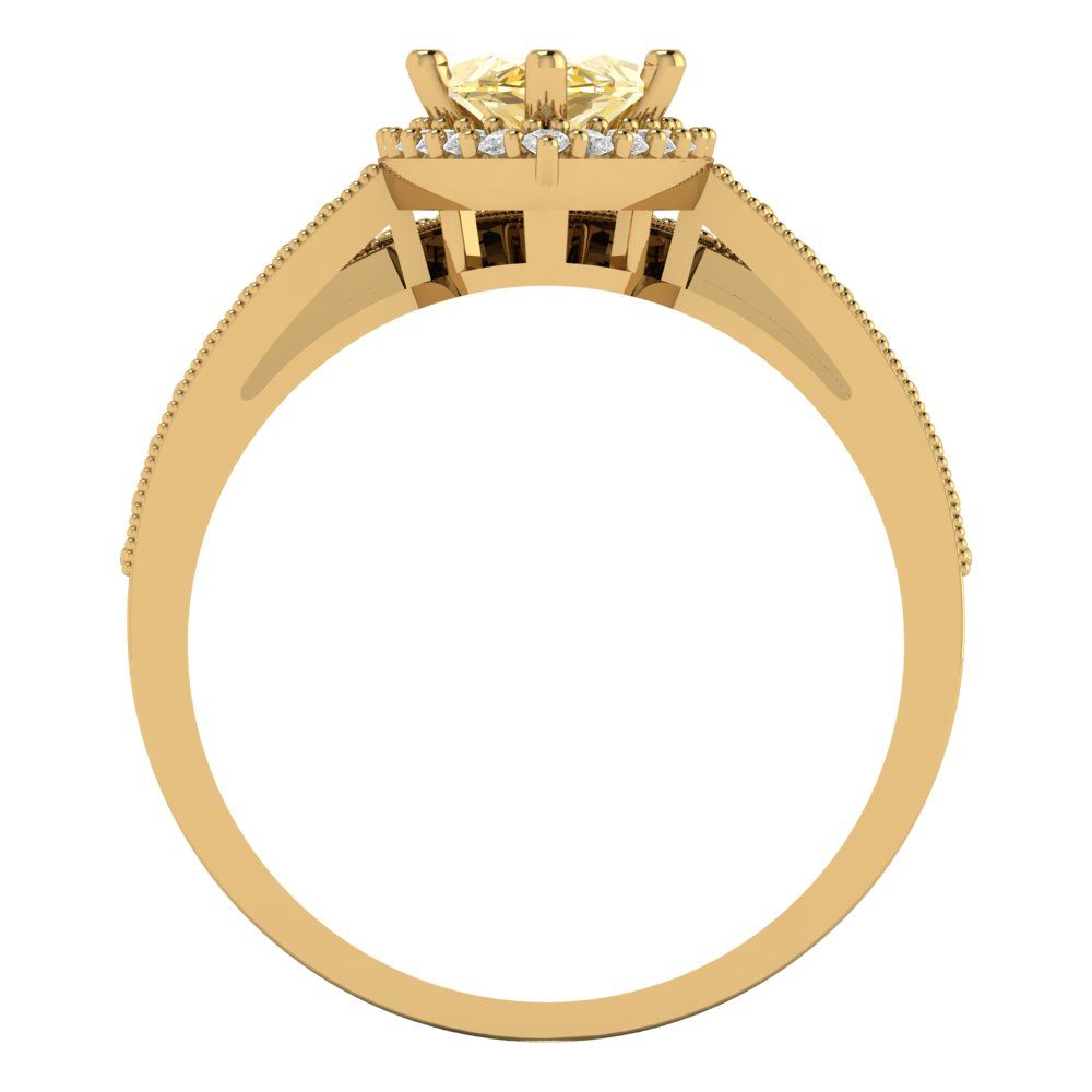 2.4875 cttw Marquise Cut Natural Citrine Bridal Set - Solid Yellow Gold Engagement Ring & Wedding Band