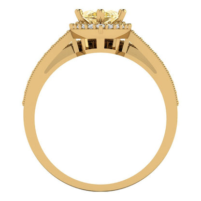 2.4875 cttw Marquise Cut Natural Citrine Bridal Set - Solid Yellow Gold Engagement Ring & Wedding Band