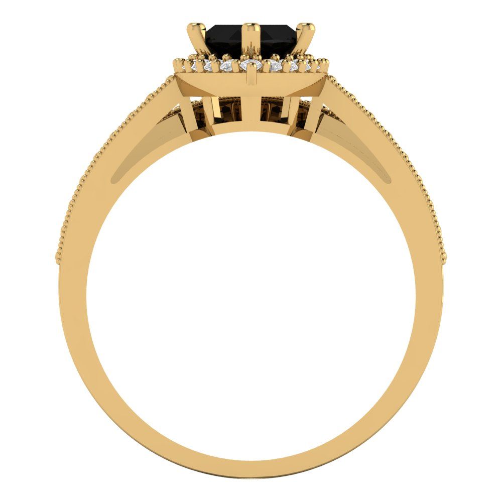 2.4875 cttw Marquise Cut Natural Onyx Bridal Set - Solid Yellow Gold Engagement Ring & Wedding Band