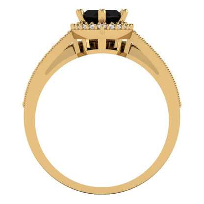 2.4875 cttw Marquise Cut Natural Onyx Bridal Set - Solid Yellow Gold Engagement Ring & Wedding Band