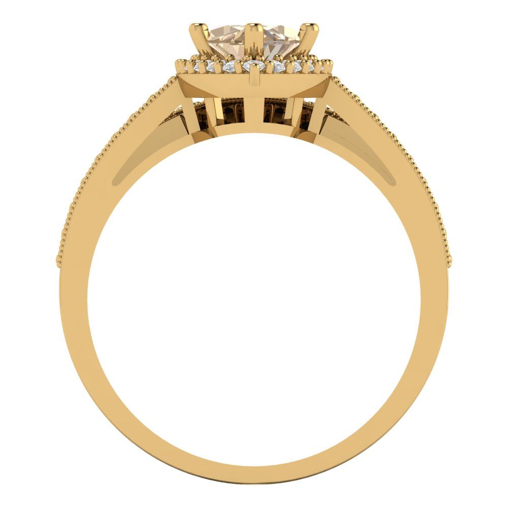 2.4875 cttw Marquise Cut Yellow Moissanite Bridal Set - Solid Yellow Gold Engagement Ring & Wedding Band